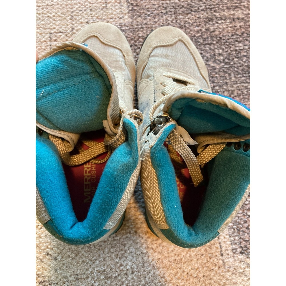 Vintage Merrell Women's Light Traveler Green Gray Leather Hiking‎ Boots Size 6.5 - Picture 9 of 10